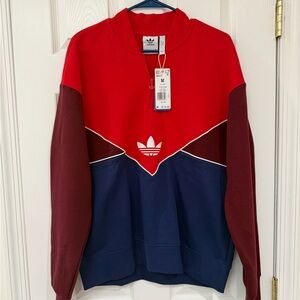 adidas Colorblock Crewneck Sweatshirt in Red, Navy & Burgundy